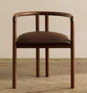 Chaise en bois de teck faite à la main biologique avec siège rembourré doux et forme sculpturale parfaite pour la salle à manger, le bureau ou le salon - Product Image 2