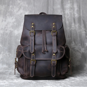 New England Style 18 Inches Leather School Business <b>Laptop</b> Backpack Leather Knapsack <b>Bag</b> - Product Image 3