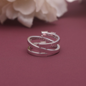 IGI Certified Fancy <b>Pink</b> Lab Grown Diamond Open Wrap Ring 14K White Gold Emerald Cut Diamond Spiral Ring for Women - Product Image 3