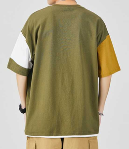 Personnalisé de haute qualité hommes été décontracté à manches courtes T-Shirt rue imprimé Patchwork lavé Technique blanc personnalisable - Product Image 4