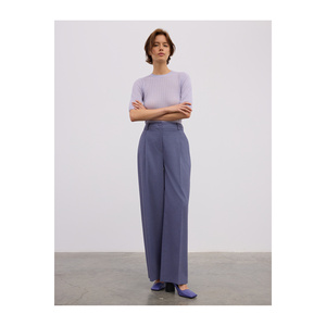 Pantalon large anti-rides indigo plissé avec taille élastique non doublé - Product Image 3