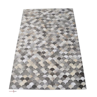 Ensemble de tapis élégants faits à la main en cuir véritable écologique avec poils, style abstrait moderne vert, tapis de sol pour la maison, style durable, le meilleur
