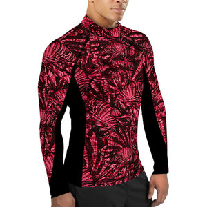 Camiseta Deportiva de Compresión de Manga Larga para Hombre, con Estampado Floral Rojo, de Secado Rápido, en Spandex y Poliéster - Product Image 2