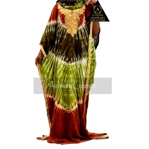 African Tie Dye <b>Chiffon</b> Kaftan Muslim Women Traditional Islamic Dress Eco-Friendly Floor-Length Loose Fit Gown Ramadan Eid - Product Image 1