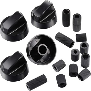 Paquete de 4 Perillas de Control Universales Negras con 12 Adaptadores - Compatibles con <span class=keywords><strong>Horno</strong></span>, Estufa <span class=keywords><strong>y</strong></span> Cocina - Perillas Universales para Estufa - Product Image 1