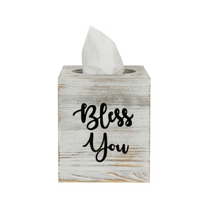 กล่องทิชชู่ไม้เป็นมิตรกับธรรมชาติปรับแต่งข้อความขนาด5.5x5.5x6.5นิ้วสำหรับเก็บของในห้องครัวบรรจุในกล่อง - Product Image 1