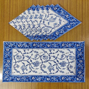 Serviettes de table imprimées en blocs de coton 100% sur mesure par lots de 4 et 6, idéales pour les magasins à domicile, de couleur grise pour la revente - Product Image 2