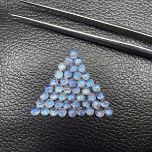 5mm AAA Natural Rainbow Moonstone Flatback Round Cabochon Polished Loose Gemstone Ring Necklace Jewelry Making At Free Delivery - Product Image 4