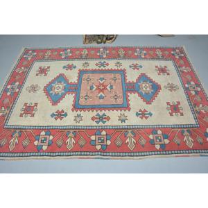 Turkish Vintage Rug, 5.2x7.6 ft Rug, <b>Red</b> Plants & trees <b>Wool</b> Rug - Product Image 3