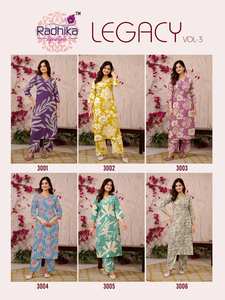 Ensemble coordonné fantaisie en rayonne imprimée pour femmes Radhika Lifestyle, été, séchage rapide, prix de gros pour les fêtes - Product Image 5