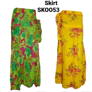 กระโปรงยาวลายดอกไม้สไตล์วินเทจสำหรับผู้หญิงอินเดีย ผ้าชีฟองพันรอบเอวทรงโบฮีเมียน ผ้าฝ้ายลายแมนดาลา ขายส่งจำนวนมาก - Product Image 1