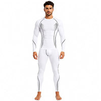 Vêtements de sport pour hommes, ensemble de rashguard personnalisé imprimé par transfert thermique UPF50+, spandex/polyester, vêtements de compression pour la gym et le fitness