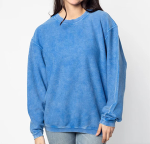 Sweat-shirts à col rond en coton 100% pour femmes, surdimensionnés, délavés à l'acide, côtelés, sweat-shirts et sweats à capuche pour femmes en coton, grandes tailles - Product Image 1