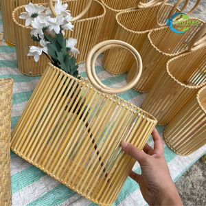 Multi-Purpose BAMBOO <b>HANDBAG</b> Natural Woven Bamboo Basket <b>for</b> <b>Storage</b>, Decoration, and Gifts Trendy Eco-Friendly Design <b>for</b> Women - Product Image 2