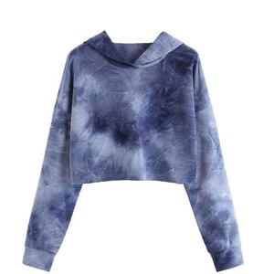 Haute qualité en détresse lavé à l'acide crop top sweats à capuche pull à manches longues personnalisé vintage sweats à capuche pull broderie - Product Image 1