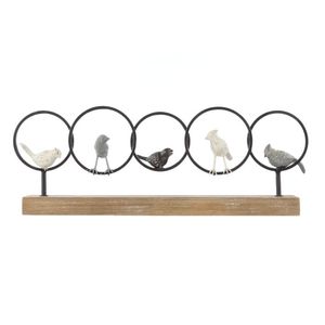 Decorative Wooden Bird Sculpture with Five Birds Perched Rings Art Deco Design Perfect for Wedding <b>Shelf</b> <b>Mantel</b> Tabletop Decor - Product Image 1