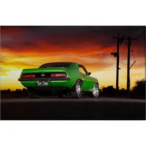Impression sur toile Fida Green Camaro SS au coucher du soleil - Product Image 6