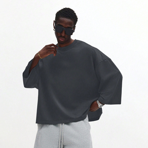 Custom Print Logo Oversize Solid Front Casual Sweat High Quality Breathable Anti-pilling Men's Oversize <b>Drop</b> Shoulder Sweatshirt - Product Image 3