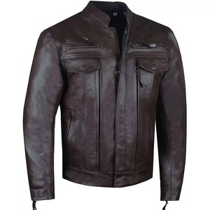 Factory Direct High Quality Plus Size <b>Zipper</b> Leather <b>Jacket</b> for Men Leather Coats - Product Image 3