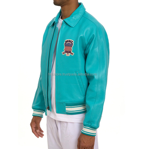 Chaqueta de Piloto Deportiva Casual para Hombre, Talla Grande, Avirex, Piel de Oveja Genuina, Piel de Cordero Francesa de Alta Calidad, con Capucha y Bordado - Product Image 5