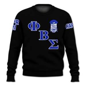 Phi Beta Sigma Sigma Beta 1914 Knit Sweater <b>Acrylic</b> Chenille Greek Letters Fraternity Blue White Sweater Apparel - Product Image 3