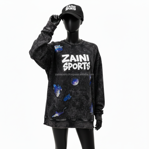 Sudadera de Forro Polar para Mujer, Tejido Rico en Algodón, Estampado de Galaxia Negra, Logotipo Personalizado, Impresión Serigráfica, Estilo Duradero, Sudaderas Transpirables para Mujer - Product Image 4