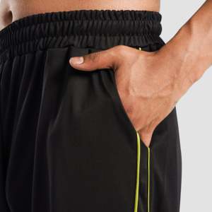 FlowLine Men's Trousers <b>Black</b> with Neon Green Size XL/5XL Lightweight Straight Pattern <b>Work</b> Wear Side Stripe Zipper Decorations - Product Image 6
