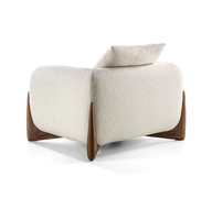 Moderner weißer Lamm wolle Stoff Esszimmers tuhl Drehbares Einzel-Freizeit sofa für Wohnzimmer möbel Holz/Eiche Material