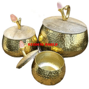 Pot à bonbons en métal fait à la main de qualité supérieure serveur de noix fantaisie forme ronde en gros nouveau pot de fruits secs en métal - Product Image 6