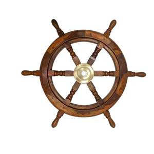 Rueda de barco de latón y madera, volante de barcos, colgante de pared de capitán pirata Vintage, rueda de barco de madera antigua, venta al por mayor de India - Product Image 4