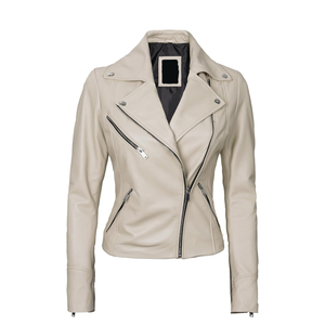 แจ็คเก็ตหนังแกะผู้หญิงดีไซน์ล่าสุด สวมใส่สบาย ทรงเข้ารูป ทันสมัย ระบายอากาศได้ดี เหมาะสำหรับฤดูใบไม้ร่วง  รับสกรีนโลโก้  งานตัดเย็บคุณภาพสูงด้วยไนลอน - Product Image 1