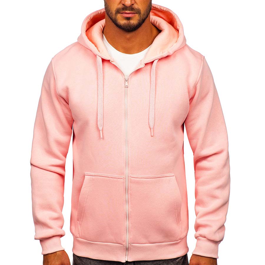 Stylish Comfort: Men's Collection with pink brand zip hoodie