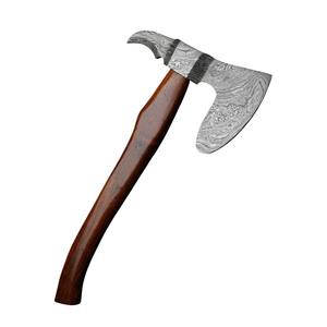 Hacha Tomahawk de Acero de Damasco, Hacha Vikinga Forjada de Alta Calidad con Punta, Mango de Madera de Palisandro, Herramienta Personalizada para Campamento y Caza al Aire Libre - Product Image 1