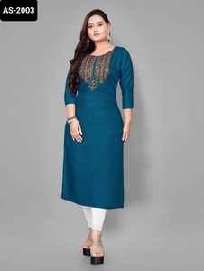 Kurtis en rayonne indienne ethnique avec motif de broderie pour un usage quotidien décontracté Saison de mariage Haute qualité Prêt à coudre - Product Image 4