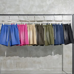 Shorts en molleton français unisexe, sans motif, avec poches, effet délavé au soleil, de haute qualité, grammage lourd, shorts à double couche personnalisés - Product Image 6