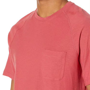 Camisetas de algodón suave de alta calidad con cuello redondo para hombre, transpirables, de gran tamaño, con bolsillo teñido liso, baratas, venta al por mayor, MOQ bajo, impresión Digital - Product Image 5