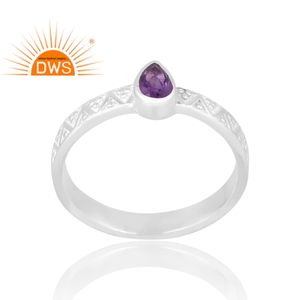 Anillo de piedras preciosas de amatista Natural de Plata de Ley 925 de diseño caliente, joyería de diseño personalizado para mujer, regalo para ella - Product Image 1