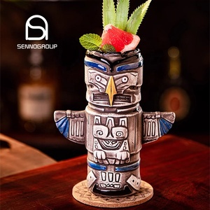 Diseño único Copas de cóctel Forma de loro Taza Tiki Helado hecho a mano Creamic Hawaiian Tiki Cup para Bar - Product Image 2