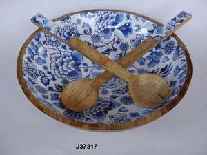 ไม้สลัดชามหรือชามเสิร์ฟสำหรับพาสต้าก๋วยเตี๋ยวอาหารสลัดเสิร์ฟชามไม้มะม่วงที่มีอยู่ในการออกแบบและสีทั้งหมด - Product Image 5