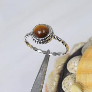 Handmade 925 Sterling Silver Ring Simple <b>Tiger</b> <b>Eye</b> Gemstone Natural Gemstone <b>Jewelry</b> Rhodium Plated 925 Stamped Solid Elegant - Product Image 4