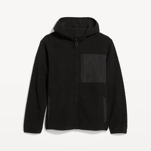 2025 OEM/ODM Service disponible personnalisé quantité minimale de commande hiver hommes Sherpa à capuche brodé séchage rapide 100% laine personnalisable - Product Image 1