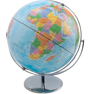 Globo del mundo de plata con acabado de acero para niños, Arco y Base, mapa política educativo, para el hogar, aprendizaje de Geografía - Product Image 2