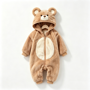 Pelele de Felpa Personalizado de Oso Pardo con Capucha para Bebé, Mono de Animal para Recién Nacido con Relleno de Algodón PP para Navidad - Product Image 2