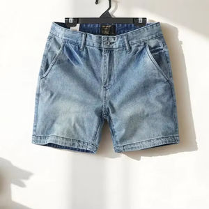 Pantalones cortos de mezclilla lavados para Hombre | Pantalones rectos de verano | Pantalones informales de longitud media | Ropa de calle ligera para él | - Product Image 1