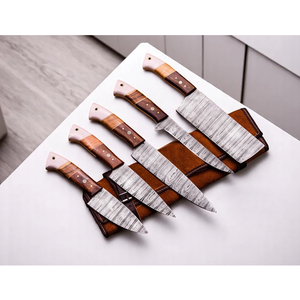 Ensemble de couteaux de cuisine VG10 en acier damassé fait à la main, Collection personnalisée de 5 pièces avec poignées en os de palissandre - Product Image 2