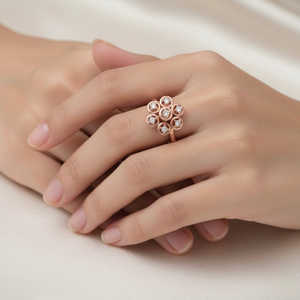 Anillo Floral de Plata de Ley 925 con Certificado BIS, Chapado en Oro, Rodio y Opciones de Incrustaciones de Circonita Cúbica Rosa - Product Image 6