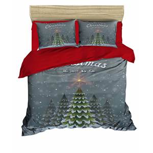 Juego de Funda Nórdica Navideña Clásica y Festiva, Ropa de Cama de Algodón Ranforce para el Hogar, Impresión Digital Doble, Elegante Ropa de Cama Navideña - Product Image 1