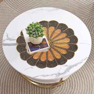 Napperon et coussinets de table en verre perlé avec décor de maison réutilisable au design bohème et protecteur de table à manger - Product Image 5