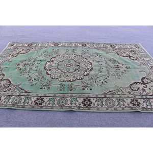 พรมวินเทจขนาด 5.6x9.7 ฟุต พรมตุรกี พรมสีเขียวไล่เฉด พรมขนสัตว์ - Product Image 3