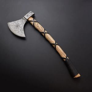 Jexmoo Tomahawk personnalisé de 19,5 pouces en acier Damas, manche en bois de rose avec étui en cuir, cadeau d'extérieur, fait main, qualité industrielle - Product Image 5